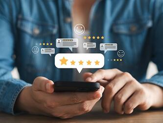 Man reading online reviews